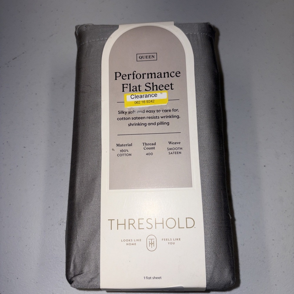 Queen 400 Thread Count Performance Flat Sheet Classic Gray - Threshold: Cotton